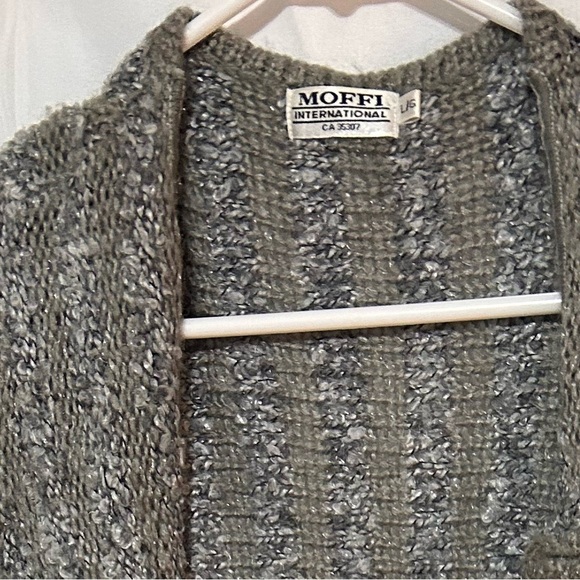 Moffi International -lg-Elegant Gray Women's Cardigan 5% Mohair- very long - Picture 9 of 9